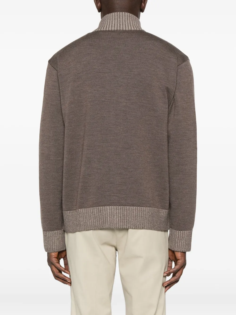 Paul & Shark Vest met geribbelde manchetten en rits Beige