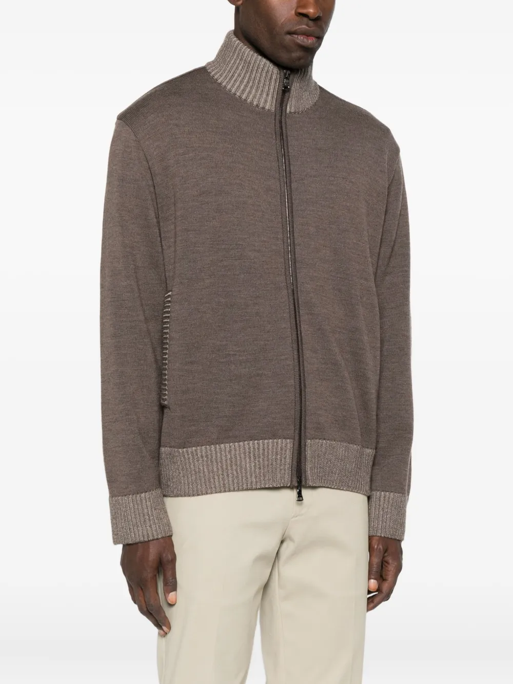 Paul & Shark Vest met geribbelde manchetten en rits Beige