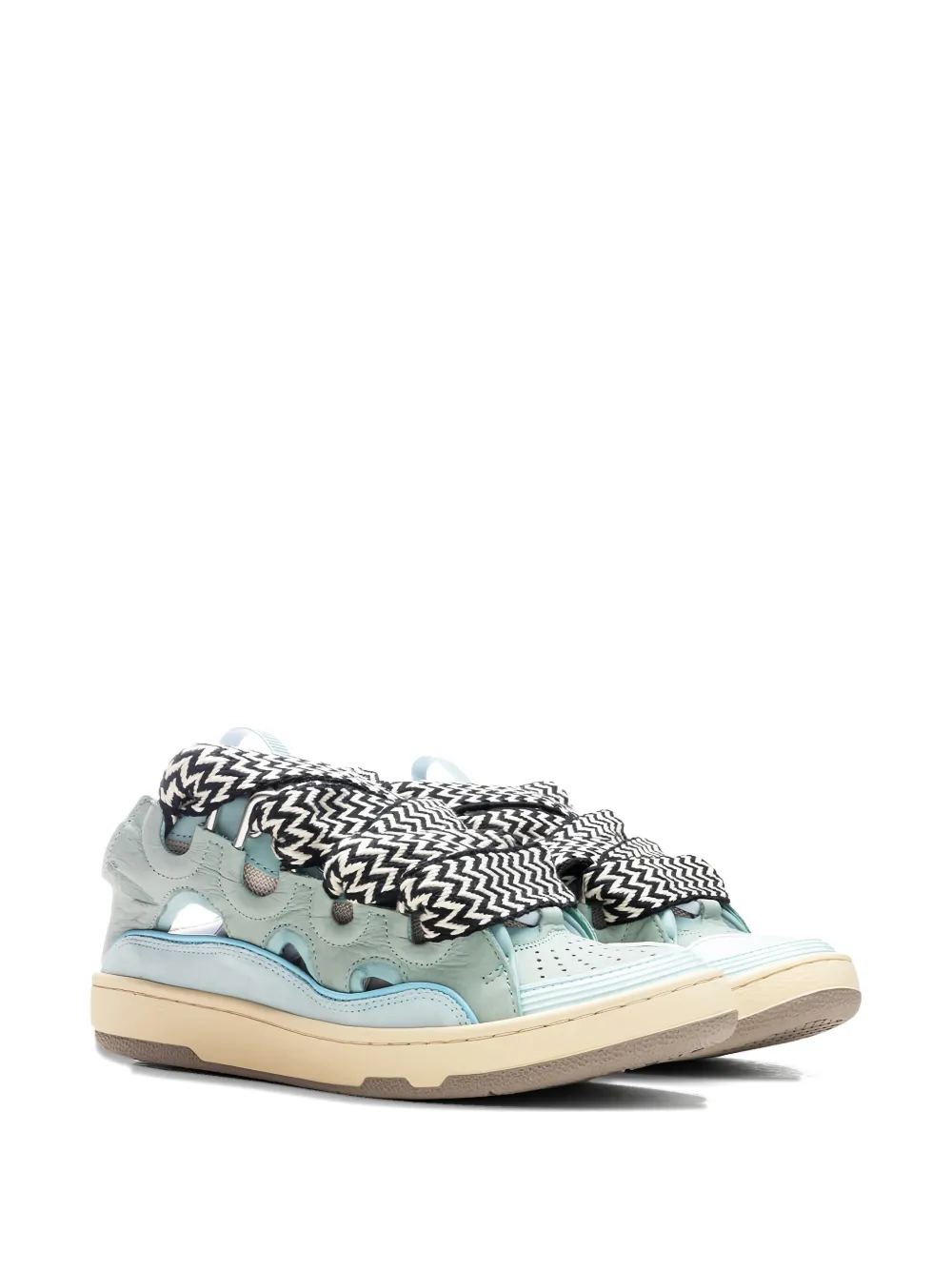 Lanvin Curb lace-up perforated mules Blue