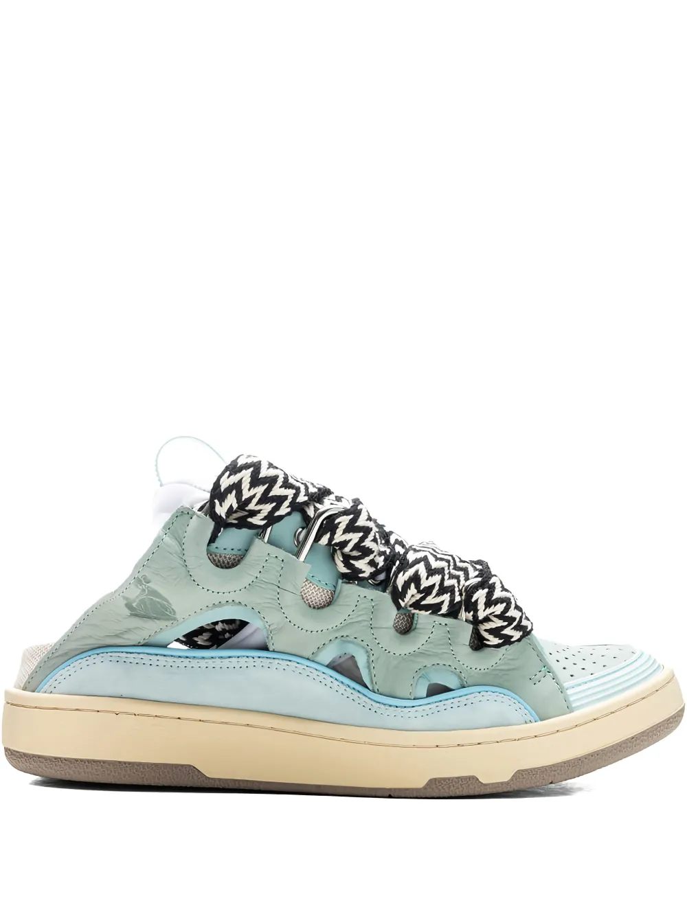 Lanvin Curb lace-up perforated mules Blue