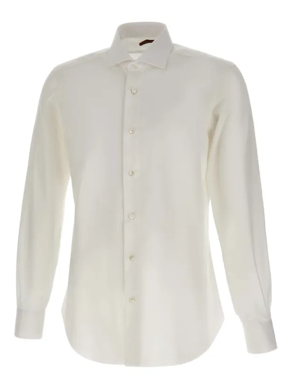 Barba Classic-collar Cotton Shirt in White