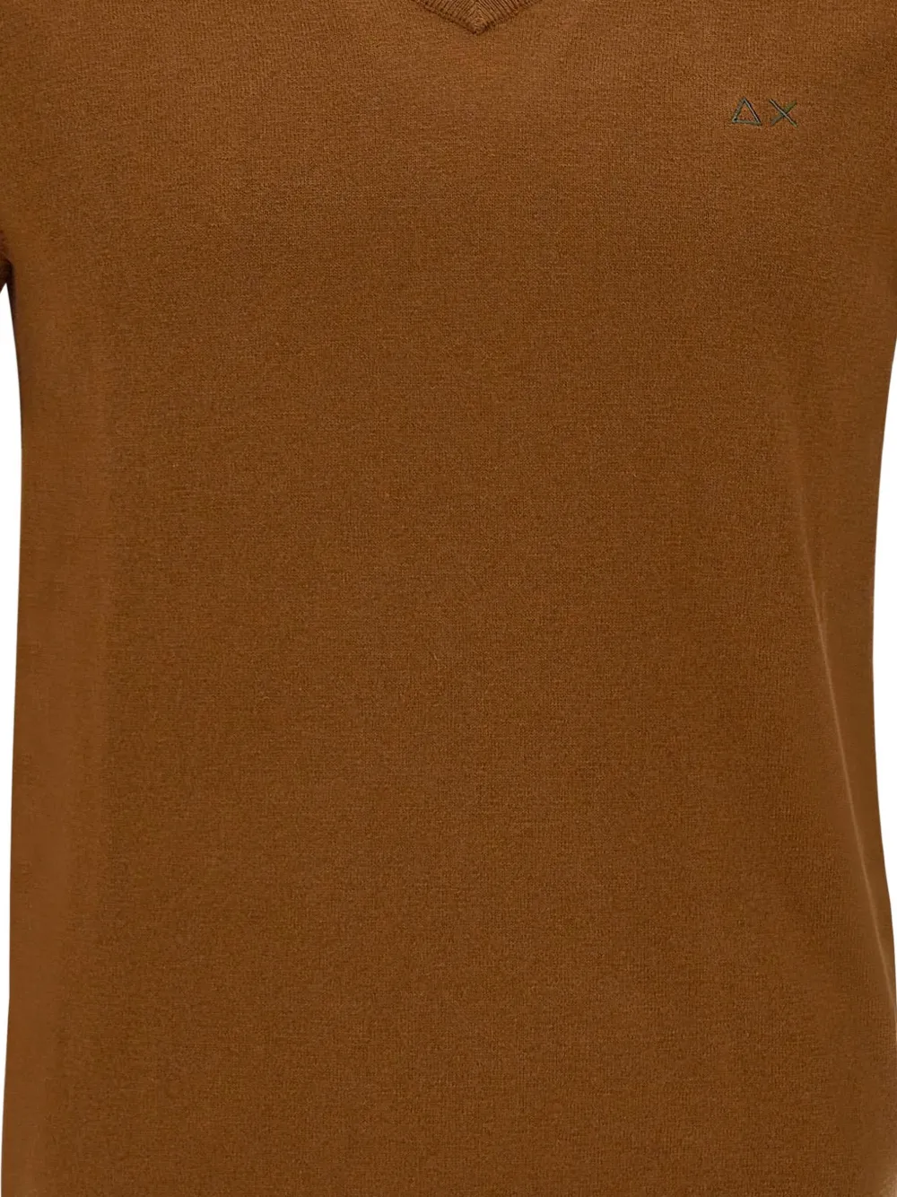 Sun 68 Embroidered V-neck Sweater In Brown