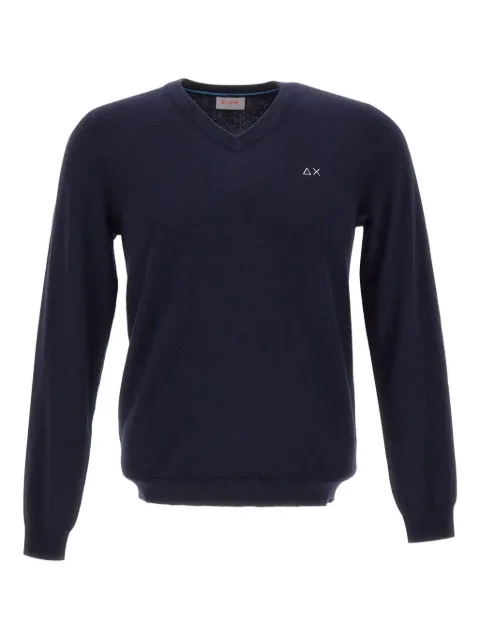 Sun68 embroidered-logo v-neck sweater