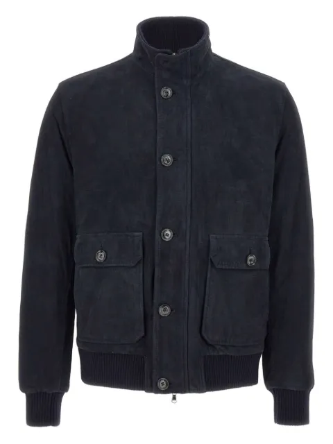 Barba ribbed-collar button-fastening jacket