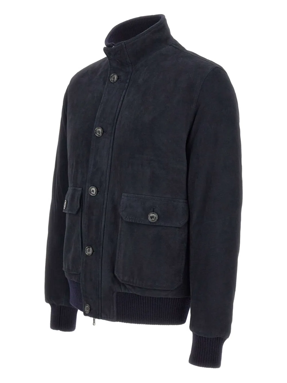 Barba Napoli Ribbed-collar Button-fastening Jacket In Blue