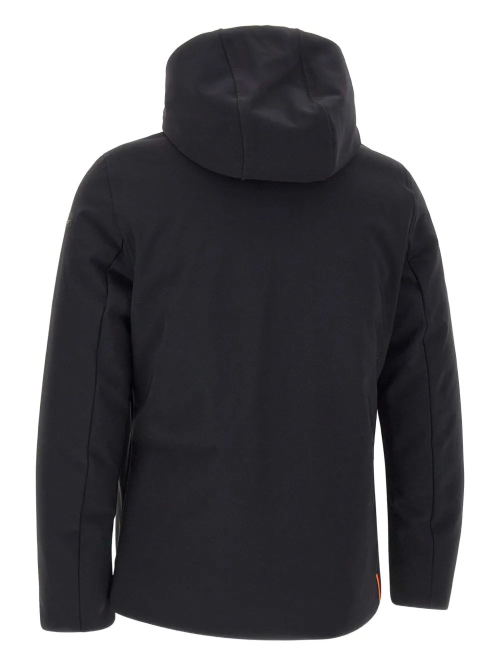 Rrd Boxy Black Jacket With Hood And Contrasting Inner Lining In Black