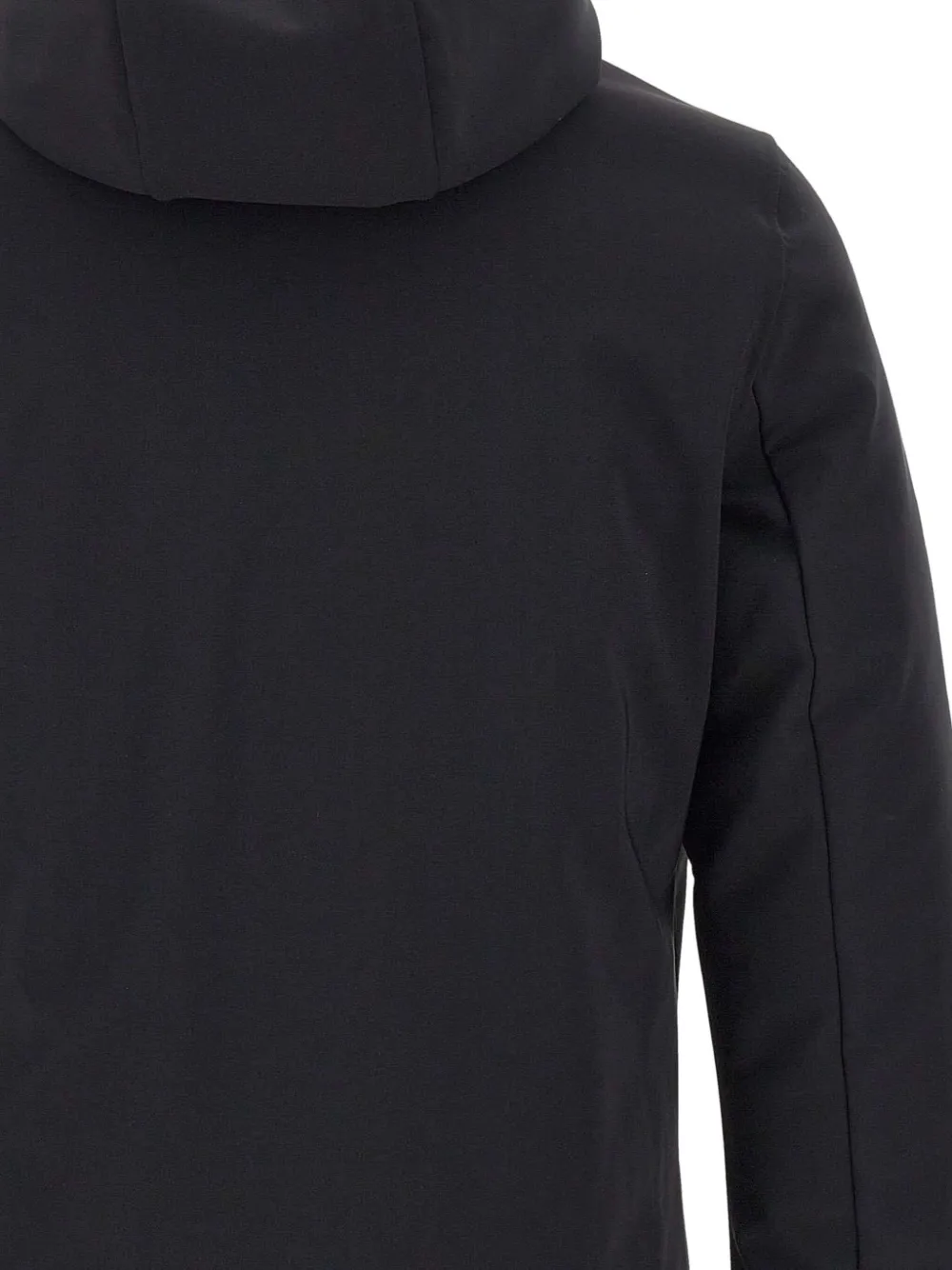 Rrd Boxy Black Jacket With Hood And Contrasting Inner Lining In Black
