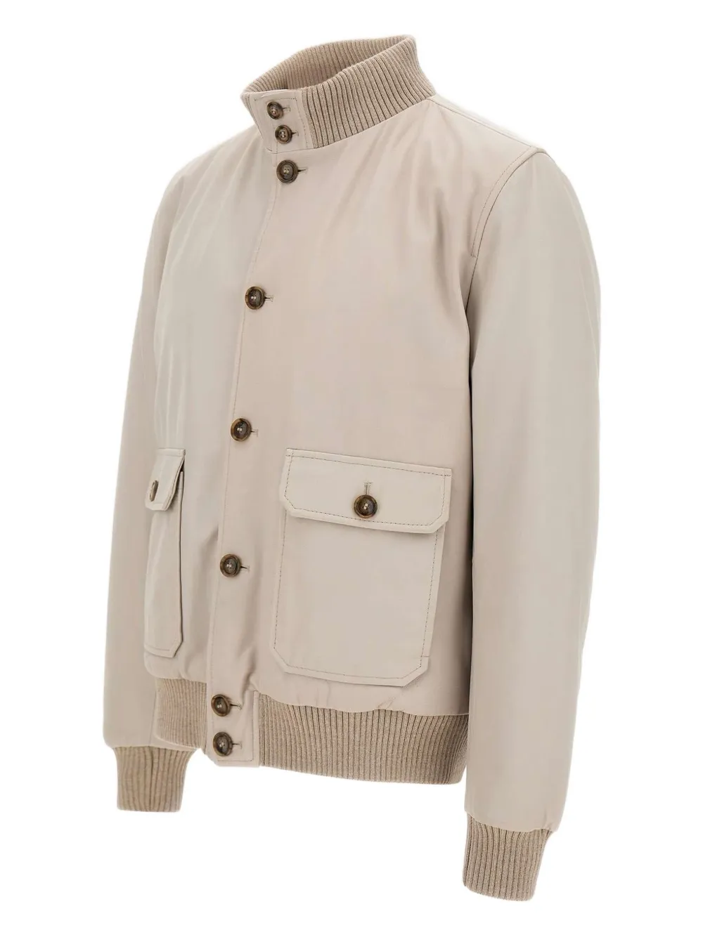 Barba Napoli Ribbed-collar Leather Jacket In Neutral