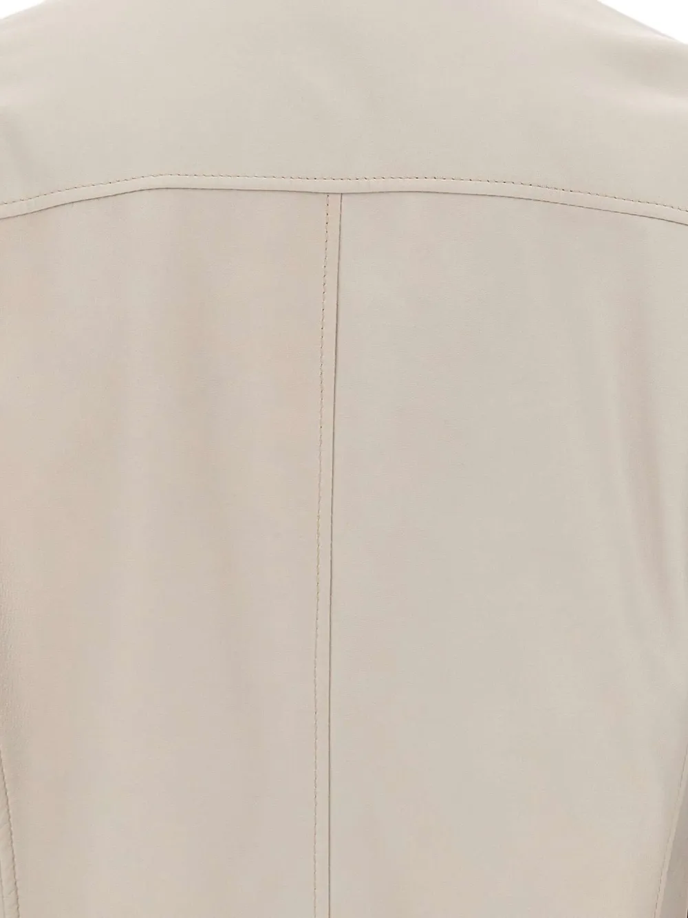 Barba Napoli Ribbed-collar Leather Jacket In Neutral