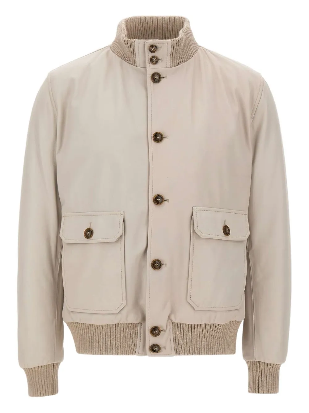 Barba ribbed-collar leather jacket | Neutrals | Image 1