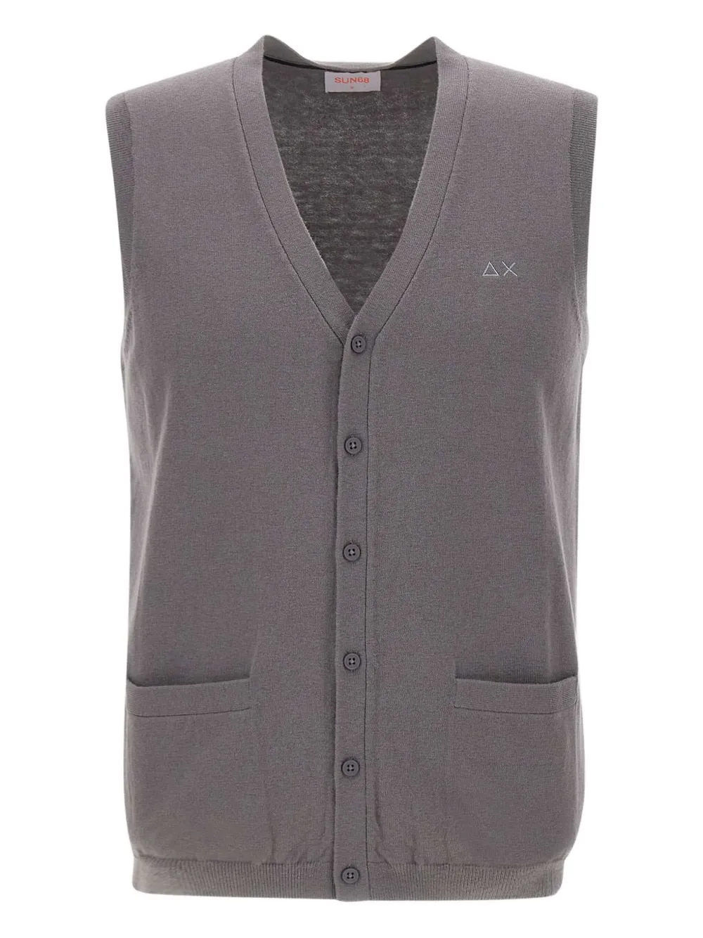 Sun68 v-neck buttoned vest | Grey | Image 1