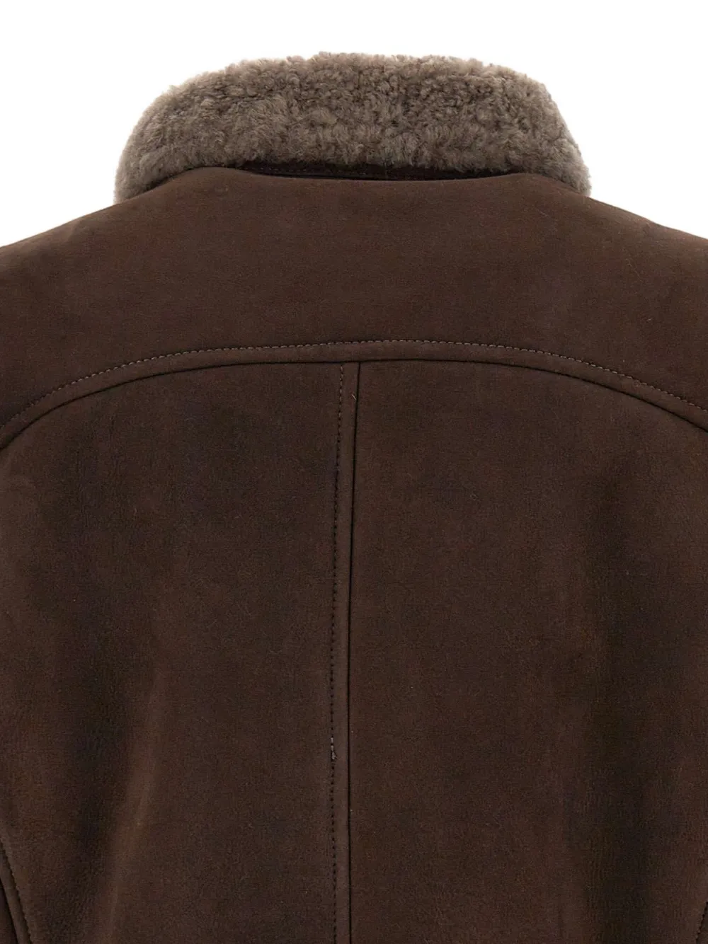 Barba Jack met dubbele rij knopen en lammy kraag Bruin