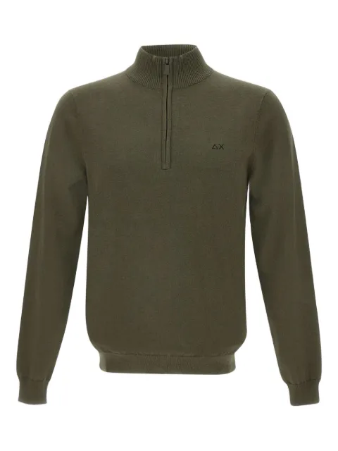 Sun68 half-zip logo-embroidered sweater