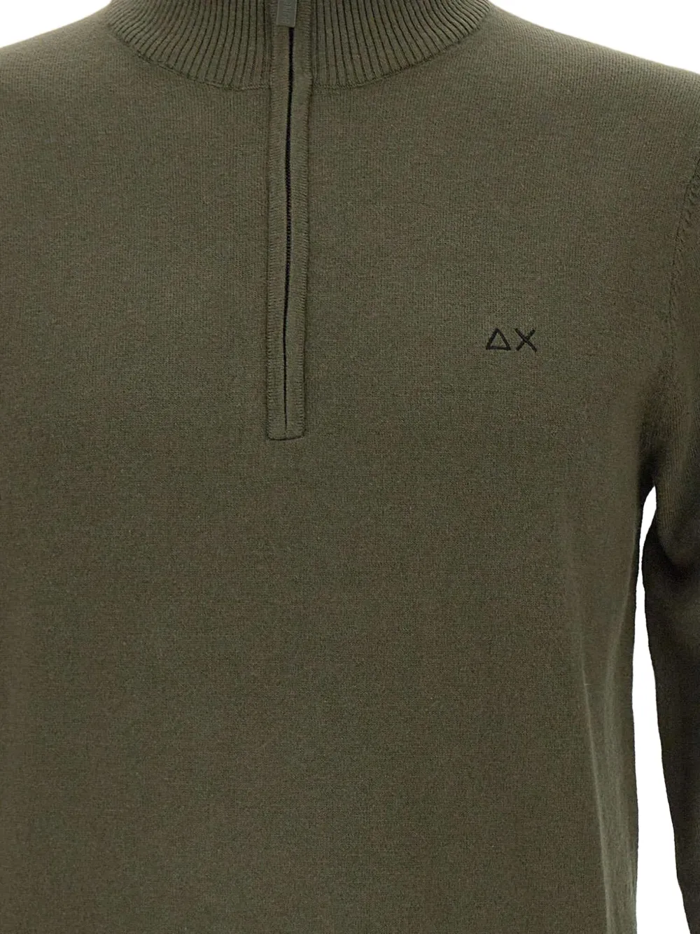 Sun68 Sweater met geborduurd logo en halve rits Groen