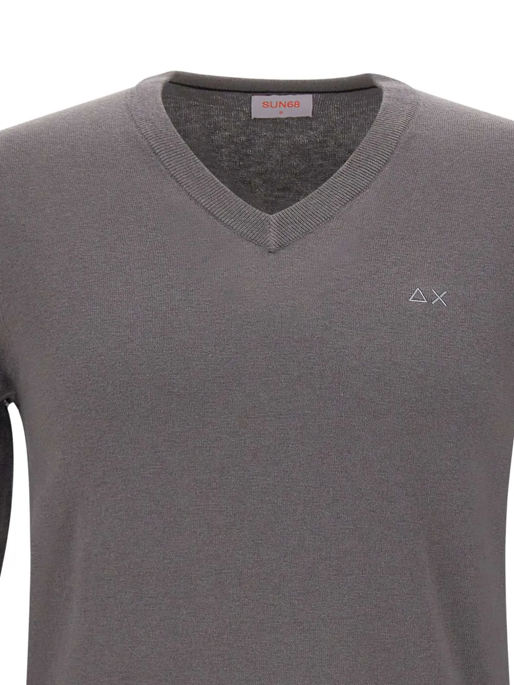 Sun 68 V-neck Embroidered Sweater In Gray