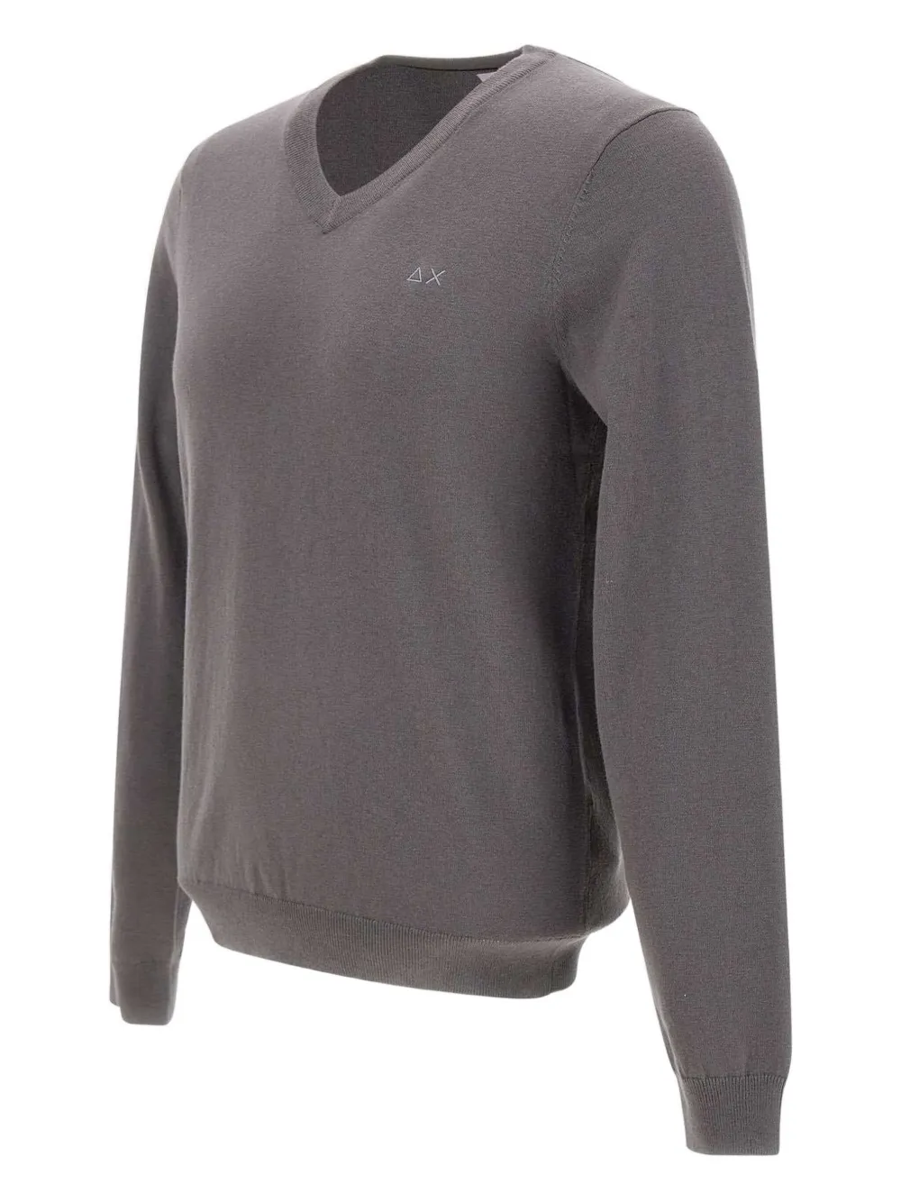 Sun 68 V-neck Embroidered Sweater In Gray