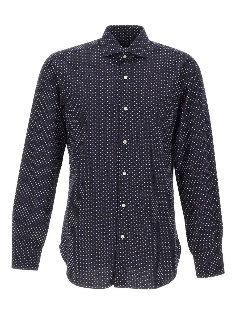 Barba patterned cotton shirt | Blue | Image 1