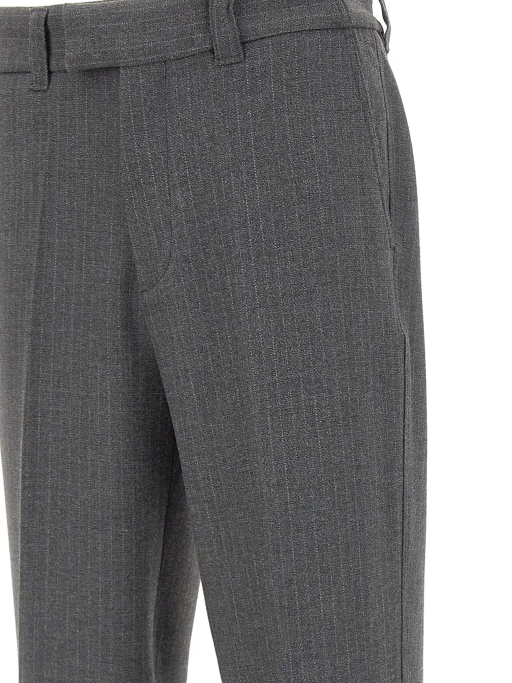 Paolo Pecora Pinstripe Cuffed-hem Trousers In Black