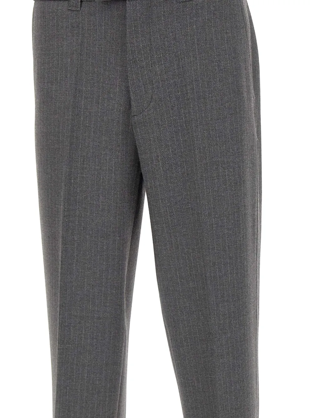 Paolo Pecora Pinstripe Cuffed-hem Trousers In Black