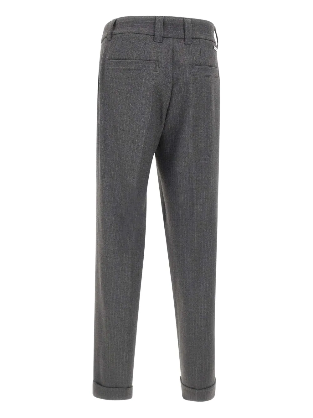 Paolo Pecora Pinstripe Cuffed-hem Trousers In Black