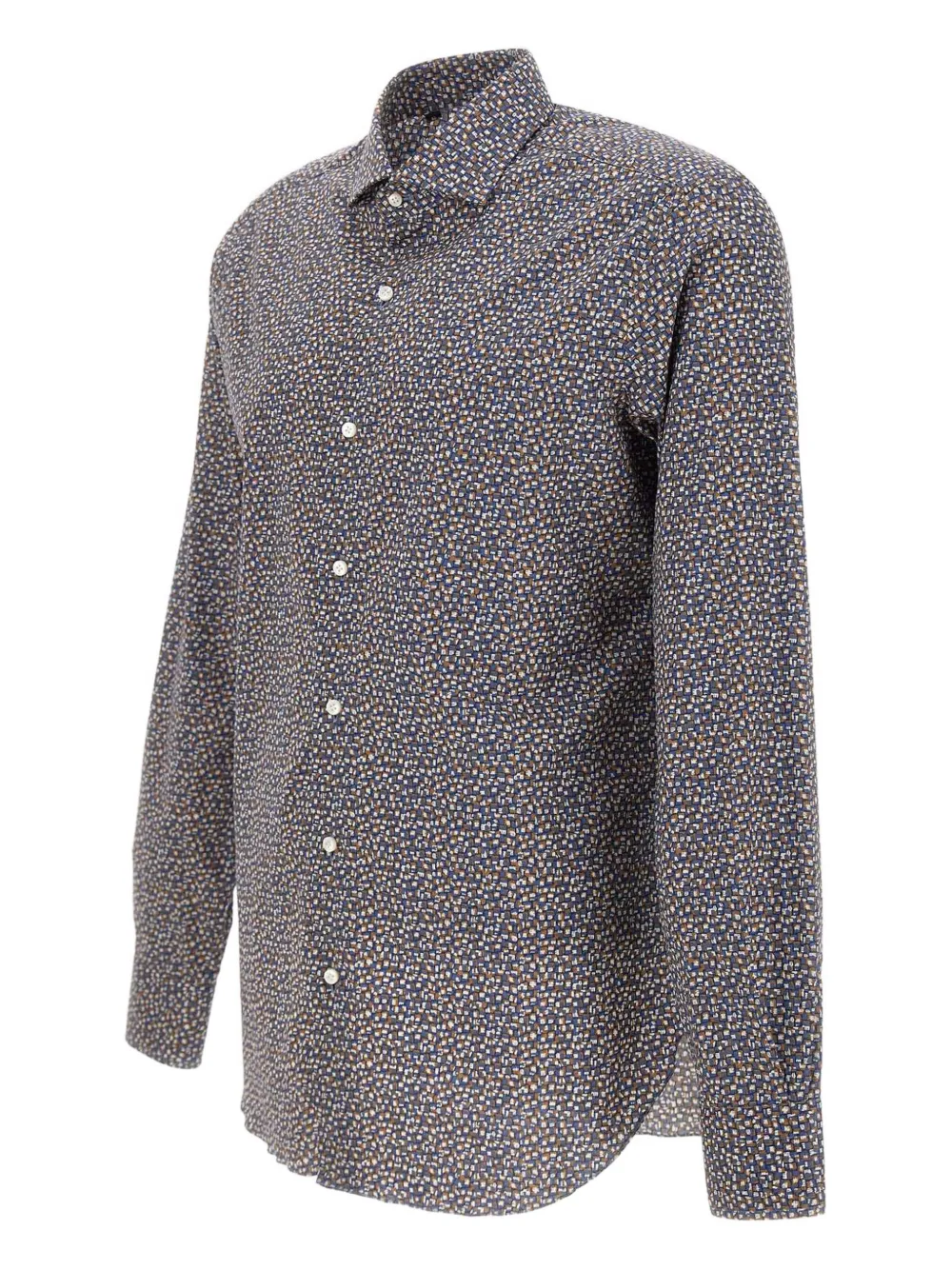 Barba Napoli Micro-optical Pattern Shirt In Gray