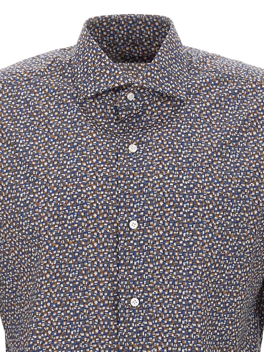 Barba Napoli Micro-optical Pattern Shirt In Gray
