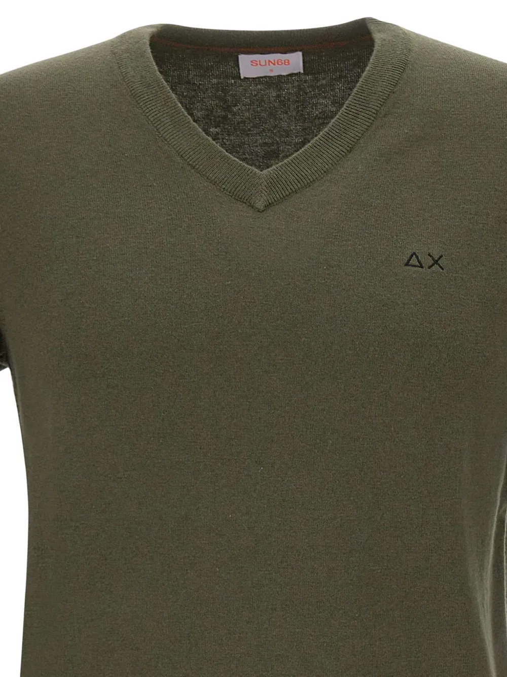 Sun68 Trui met V-hals en geribbelde rand Groen