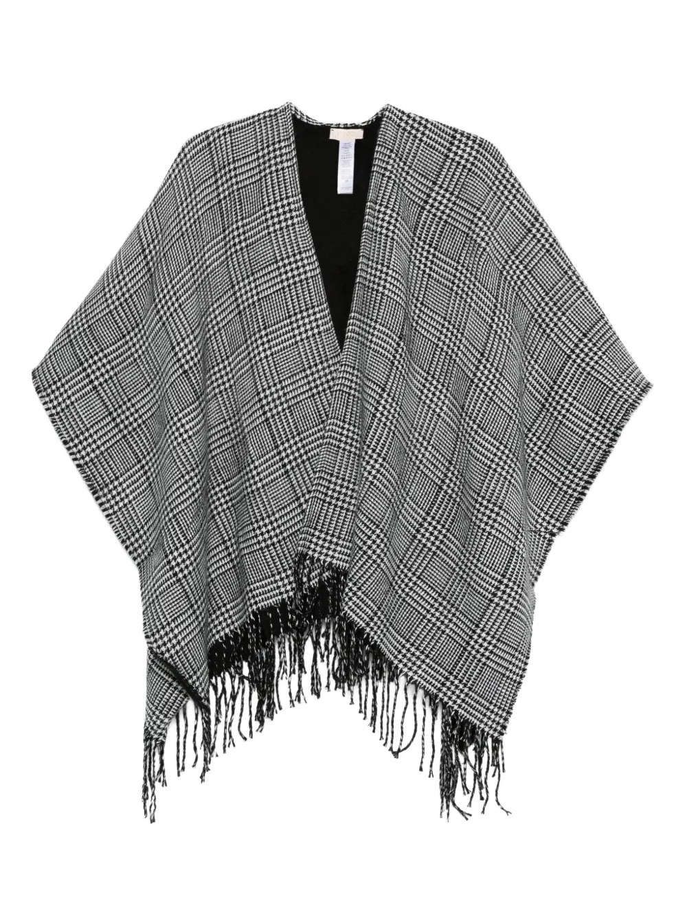 Liu •jo Houndstooth Fringed Cape In Black
