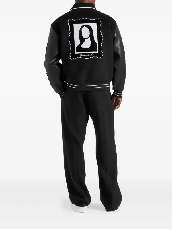 Manière De Voir Mona Lisa In Black Wool Blend Varsity Jacket