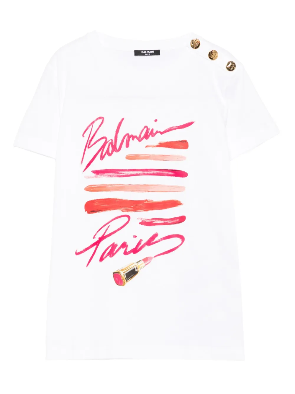 Balmain Kids lipstick-print Balmain Paris T-shirt | White | Image 1