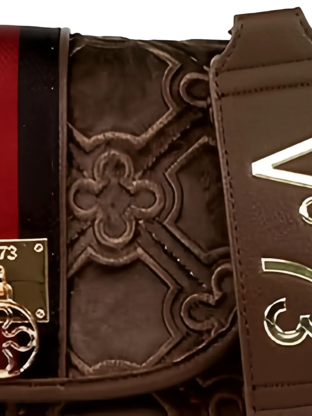 V73 Pattern Stripe Shoulder Bag In Brown