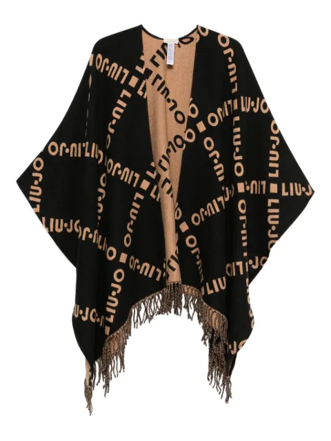 LIU JO logo-pattern fringed cape