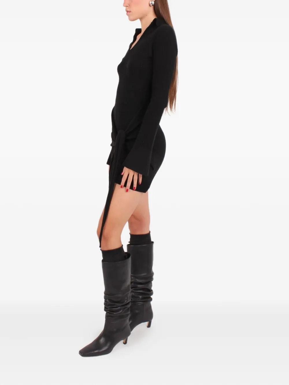 Federica Tosi Mini-jurk met gestrikte taille en kraag - Zwart