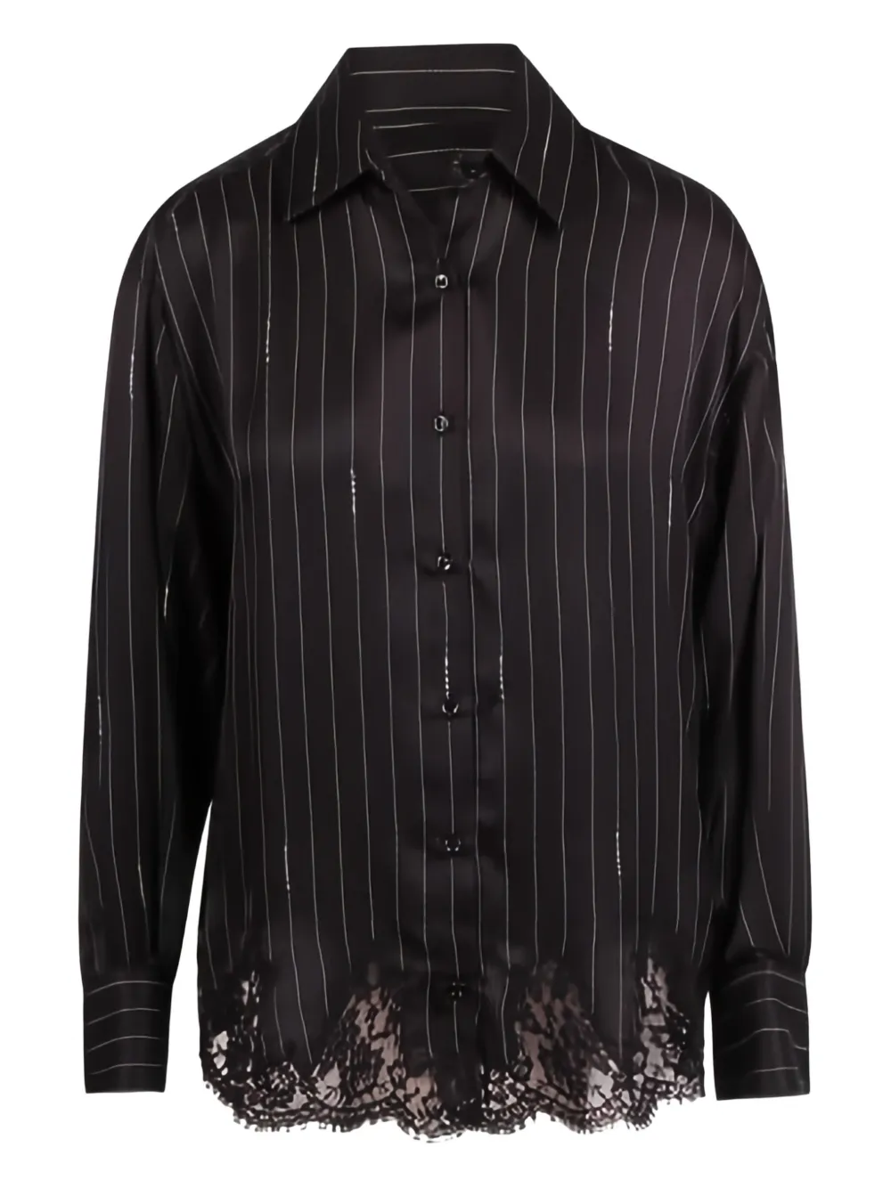 ERMANNO FIRENZE lace pinstripe shirt - Nero