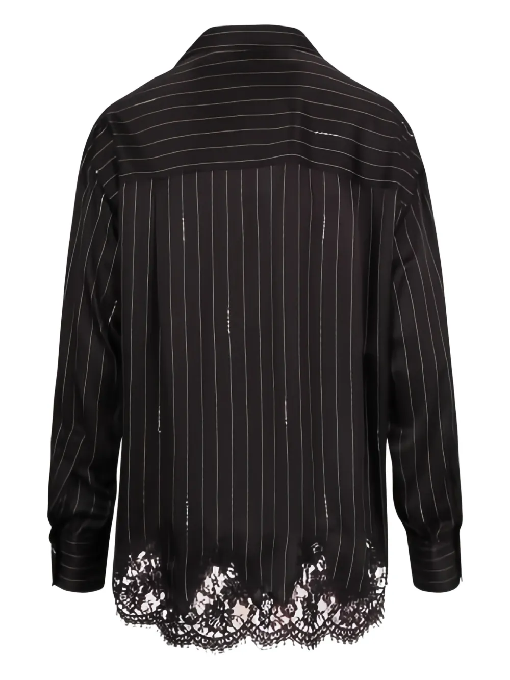 ERMANNO FIRENZE Blouse met krijtstreep en kant - Zwart
