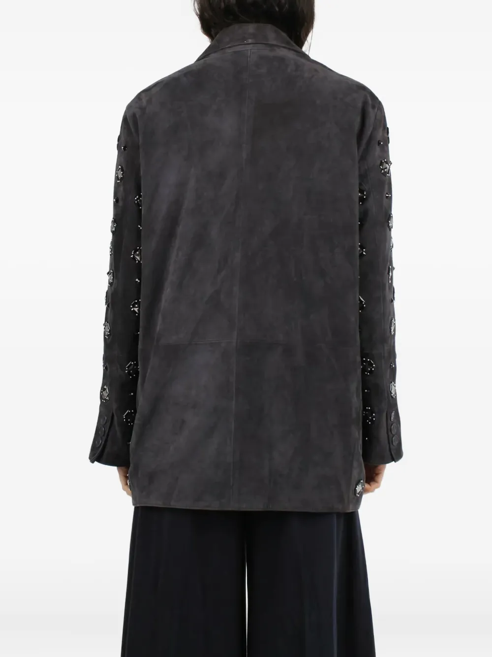 Sword 6.6.44 Embellished Leather Coat In Gray
