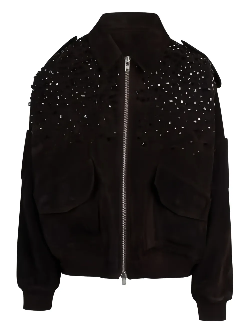 Sword 6.6.44 Embellished Leather Jacket In Brown