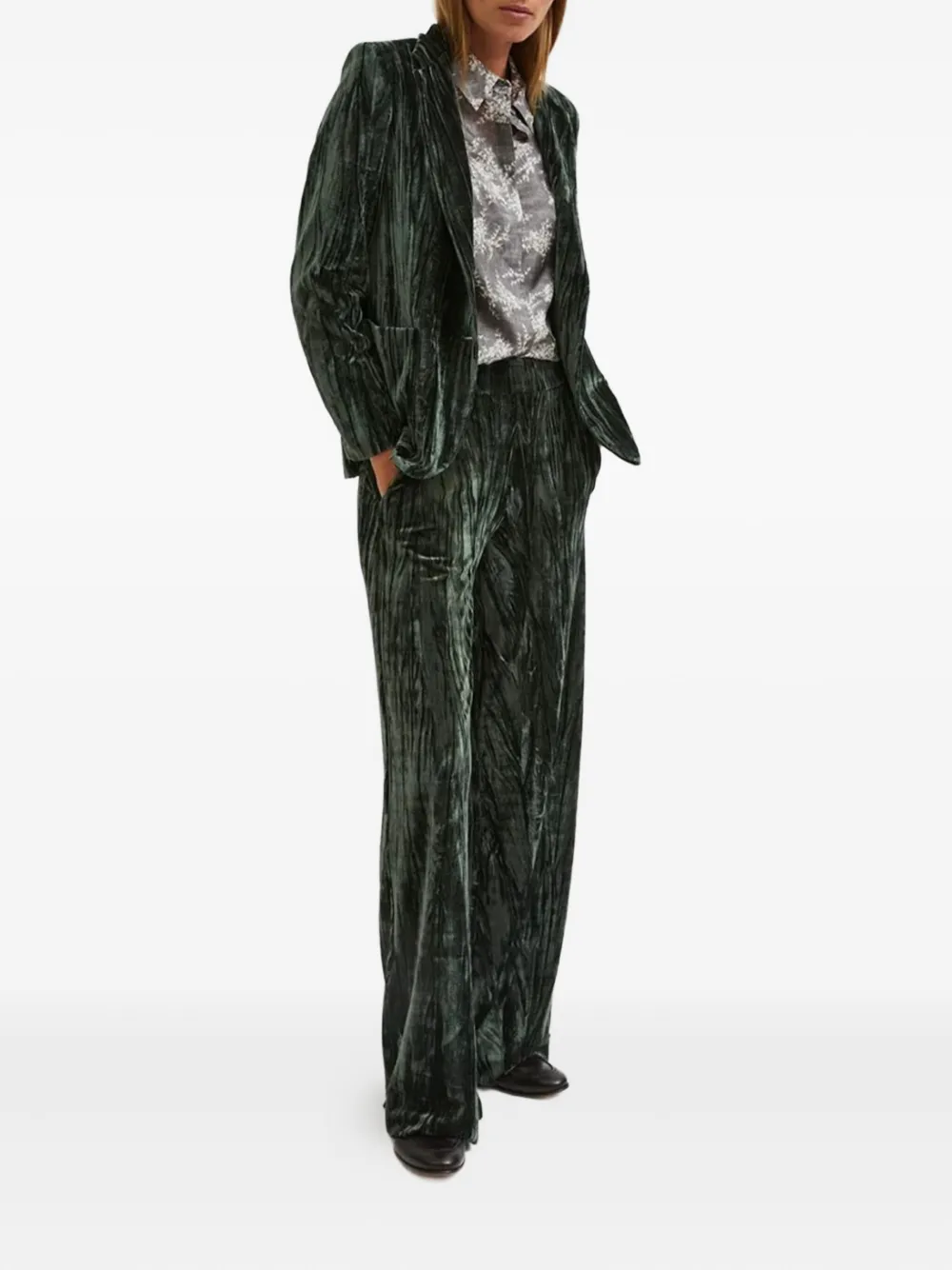 Biancalancia Single-breasted Velvet Blazer In Green