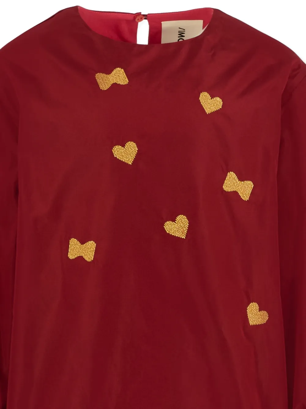 Simonetta Heart-bow Balloon-sleeves Dress In Brown