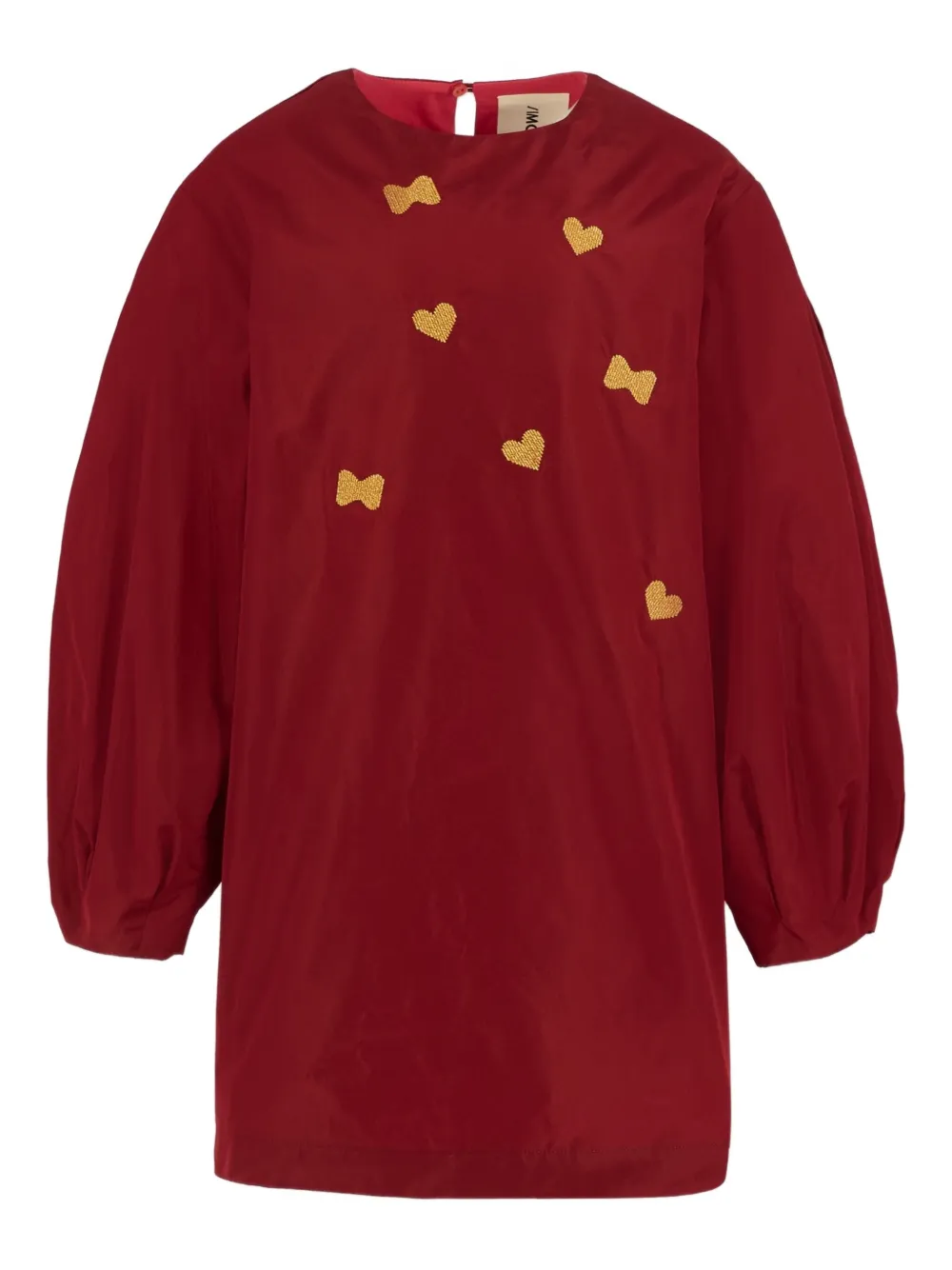 Simonetta Heart-bow Balloon-sleeves Dress In Brown