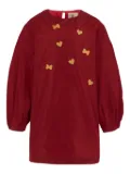 Simonetta heart-bow balloon-sleeves dress - Red