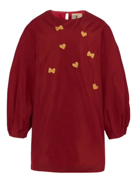 Simonetta heart-bow balloon-sleeves dress