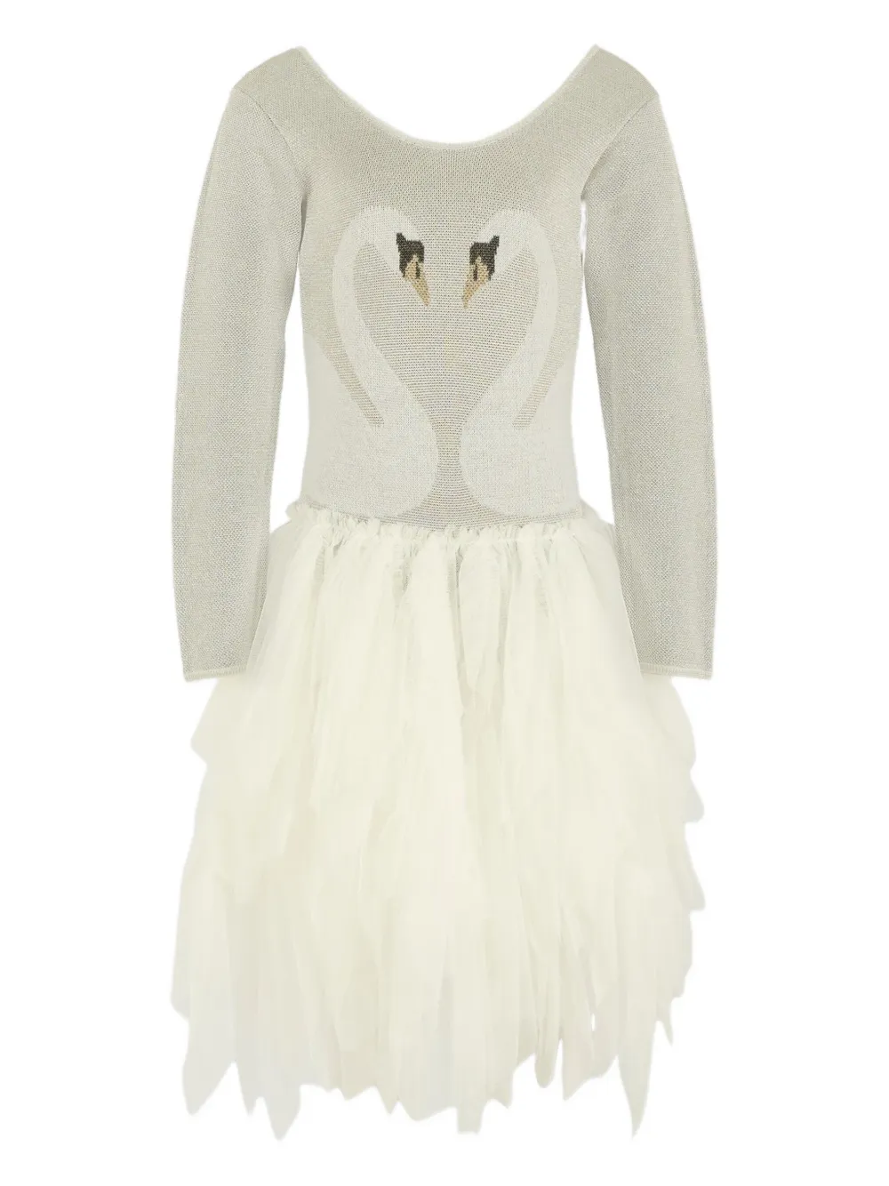 Stella McCartney Kids swan-embellished tulle dress | Grey | Image 1