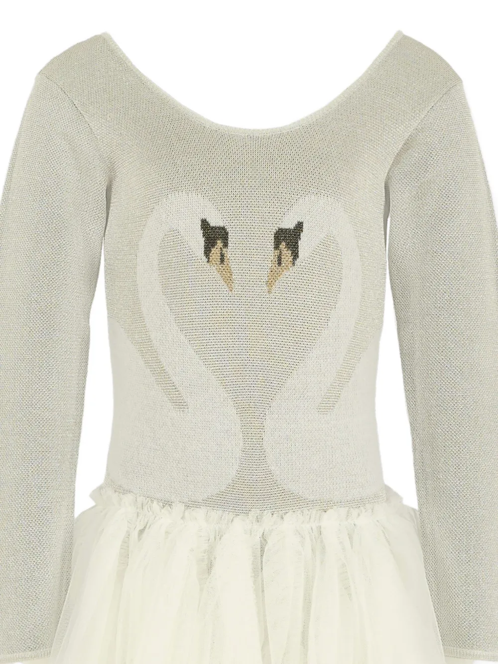 Stella McCartney Kids Tulen jurk verfraaid met zwaan Grijs