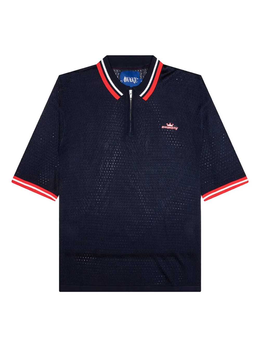 Awake NY zip-neck polo shirt | Blue | Image 1