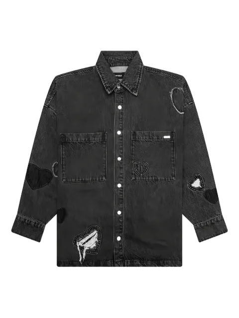 Nahmias heart-patchwork denim shirt