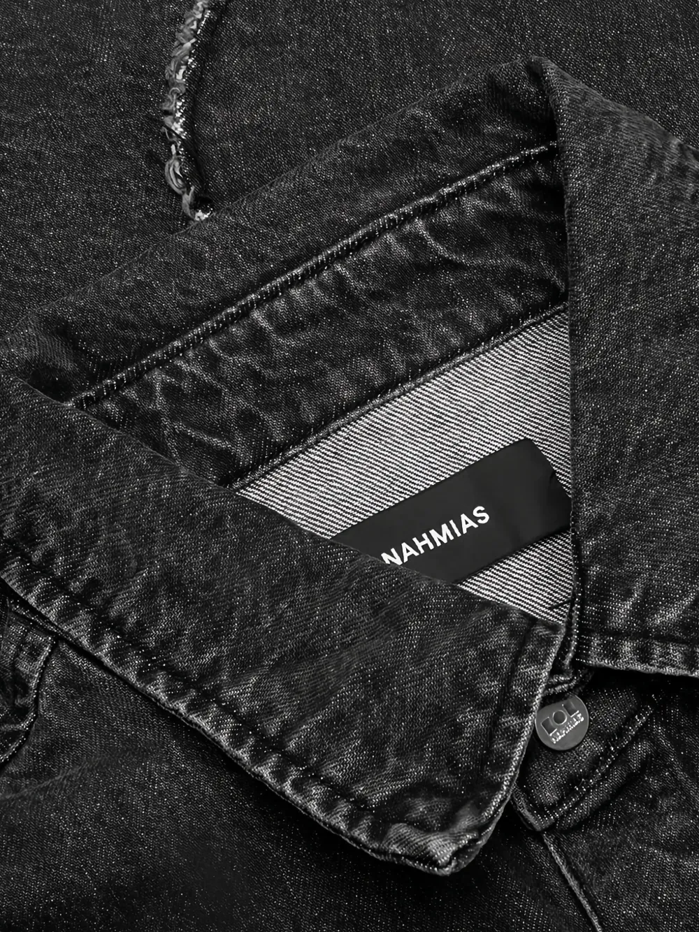 Nahmias Denim overhemd met patchwork Zwart