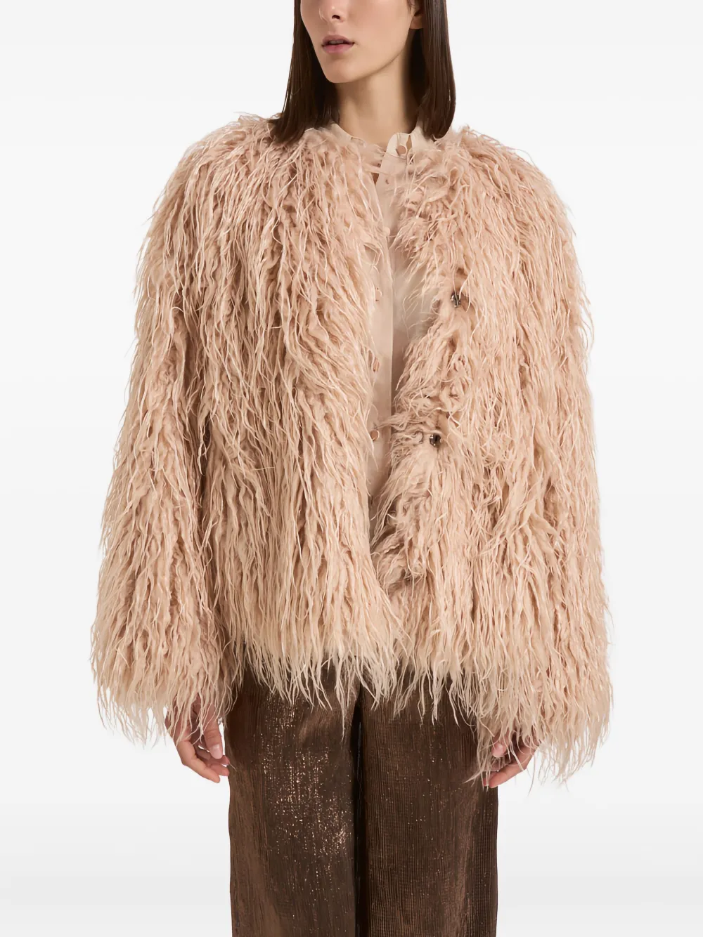Forte Forte Shaggy Faux-fur Jacket In Pink