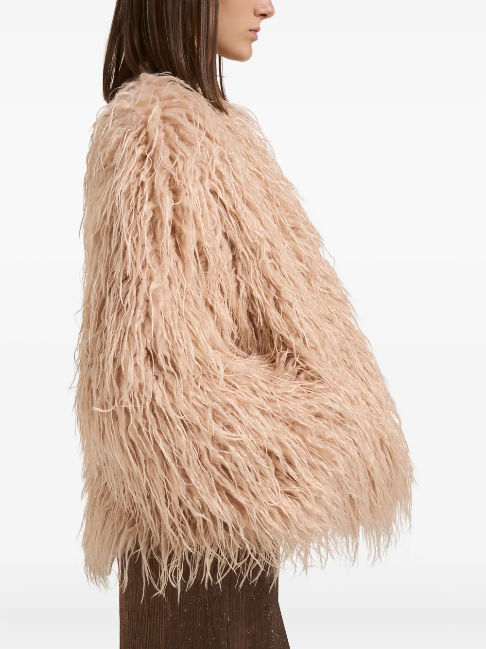 Forte Forte Shaggy Faux-fur Jacket In Pink