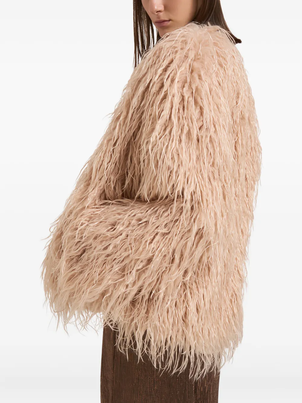 Forte Forte Shaggy Faux-fur Jacket In Pink